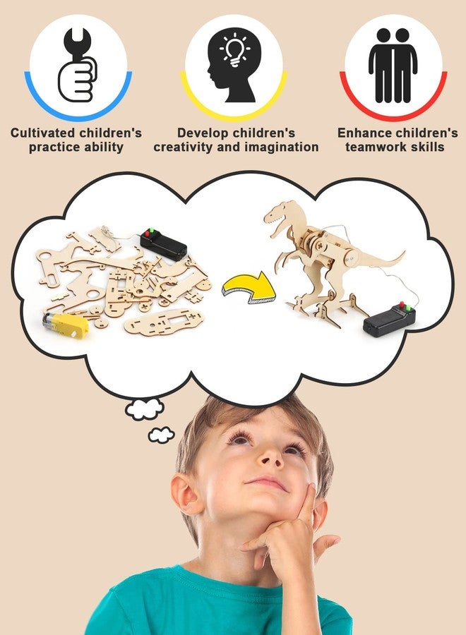 Poraxy 4 Pack Dinosaur Toys for Kids 8-12, STEM Kits, Toys for Ages 8-13, Wooden 3D Puzzle, Educational Science Building Projects Crafts, Birthday Gifts for Boys Girls 7 8 9 10 11 12 13 Years Old - Image 2