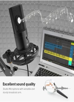 FIFINE FIFINE Gaming PC USB Microphone, Podcast Condenser Mic with Boom Arm, Pop Filter, Mute Button for Streaming, Twitch, Online Chat, Computer Mic for PS4/5 PC Gamer Youtuber-AmpliGame- T669 Pro 1  - Image 3