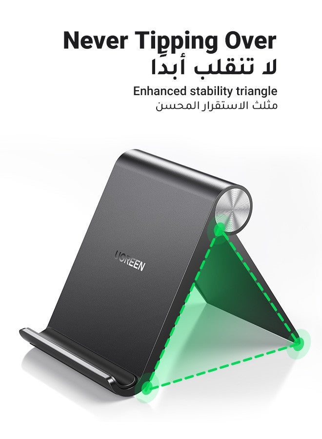يو جرين حامل هاتف محمول للمكتب، حامل جوال محمول ثابت متوافق مع معظم الهواتف، سلسلة آيفون 17/16، سامسونج جالاكسي S25/S24، شاومي، HONOR، جهاز لوحي/آيباد أسود أسود - Image 3