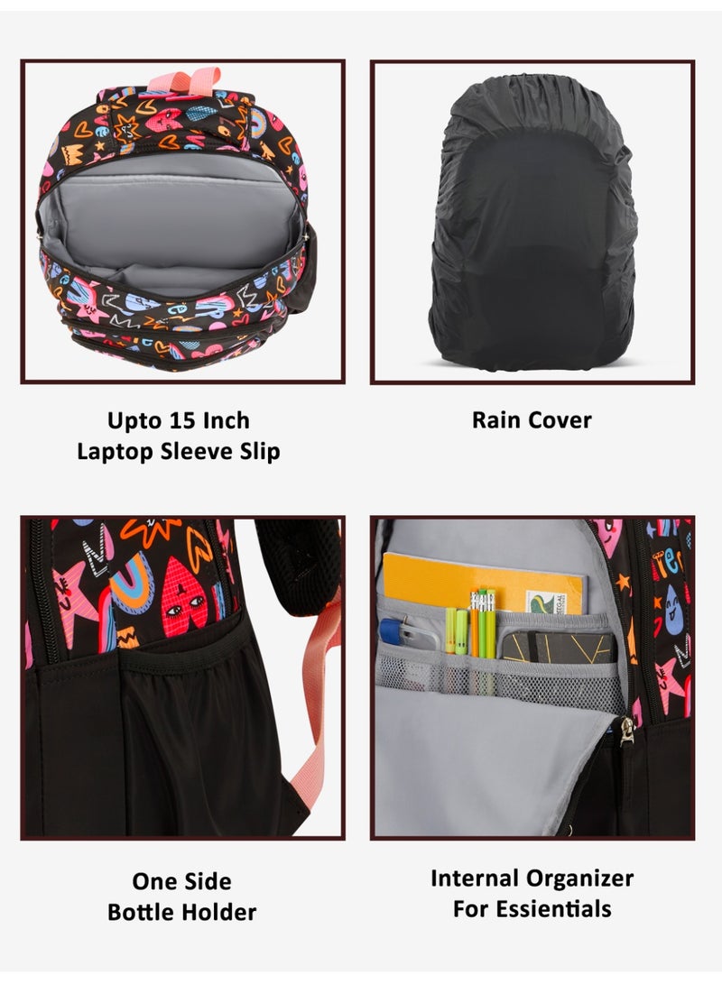 لافي حقيبة ظهر لافي سبورت بوب هارت  لتر متوافقة مع اللابتوب وغطاء مطر وحافظة أقلام باللون الأسود - Image 5