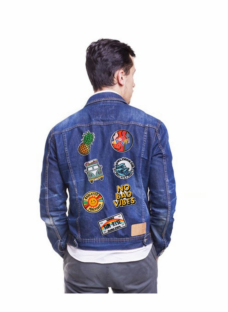 KASTWAVE لاصقات للملابس، 10 قطع لاصقات حرارية ورائعة مembroidered لاصقات حرارية، تصاميم لاصقة بمقاسات مختلفة للحقائب والملابس والسترات - Image 3