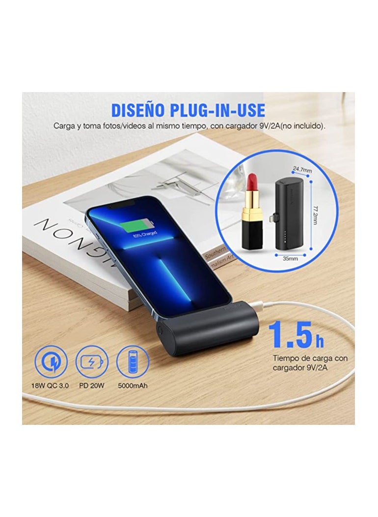 Rock - Rock iphone Mini Portable power bank Charger 4800mAh with Built in Cable Compatible with i phone - Image 1