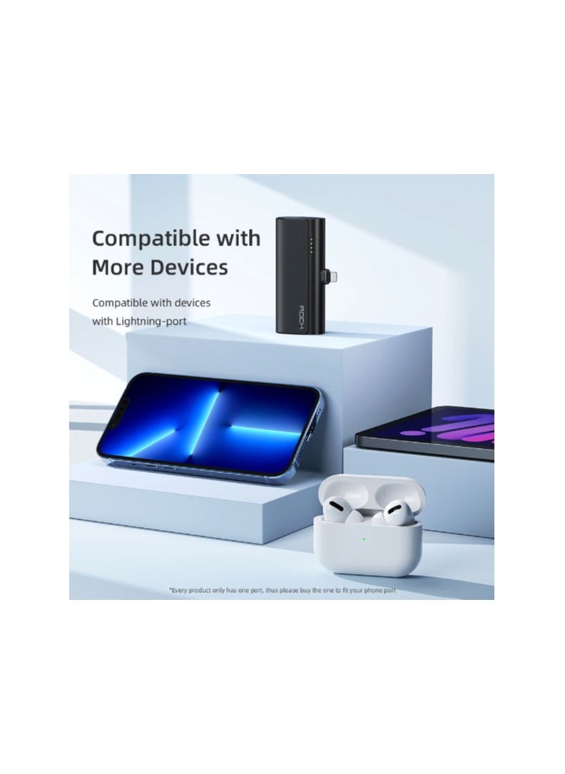 Rock - Rock iphone Mini Portable power bank Charger 4800mAh with Built in Cable Compatible with i phone - Image 1