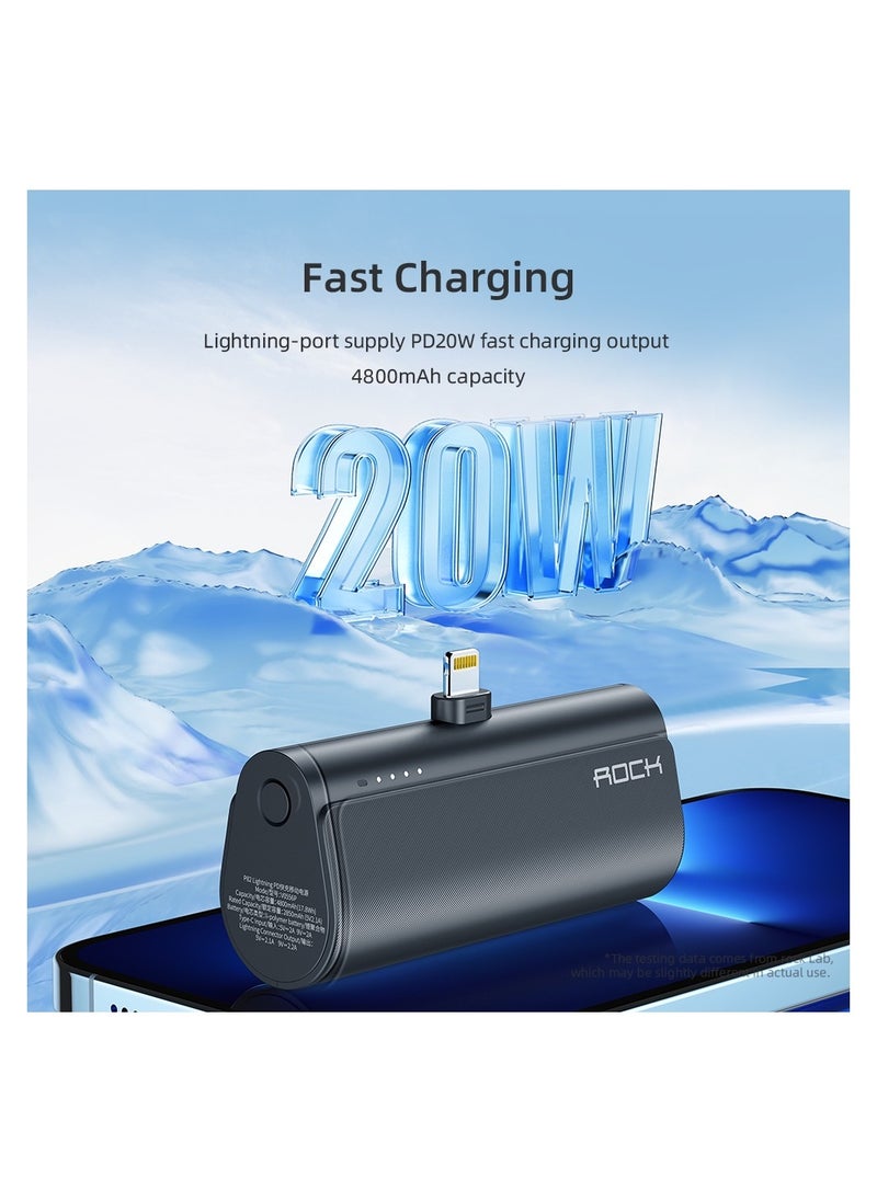 Rock - Rock iphone Mini Portable power bank Charger 4800mAh with Built in Cable Compatible with i phone - Image 1