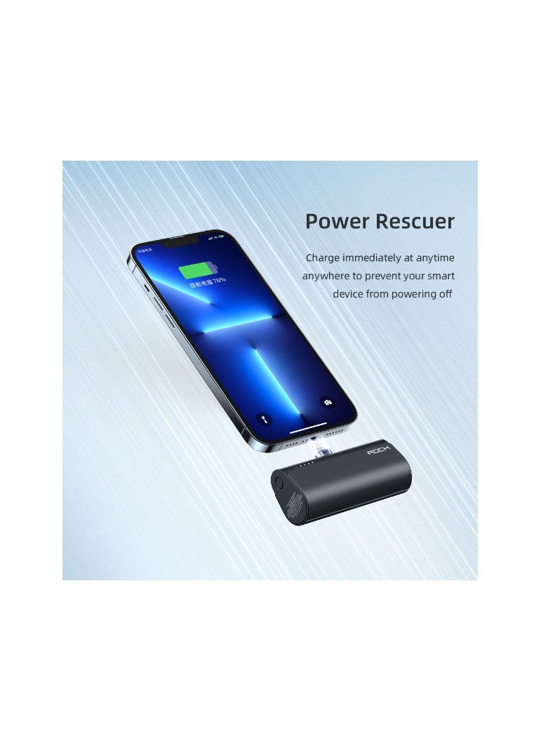 Rock - Rock iphone Mini Portable power bank Charger 4800mAh with Built in Cable Compatible with i phone - Image 1