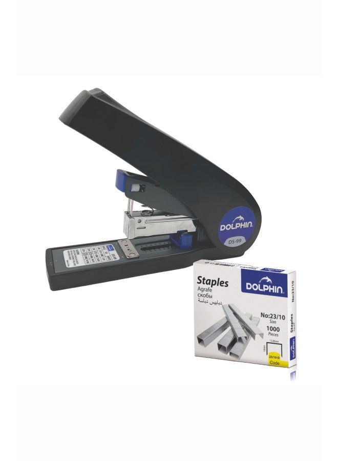 Dolphin DS-99 Power Saver Heavy-Duty Stapler – 100 Sheet Capacity, 60% Power Saving, Finger Touch Stapling, Top Loading System, 5-Year Guarantee 