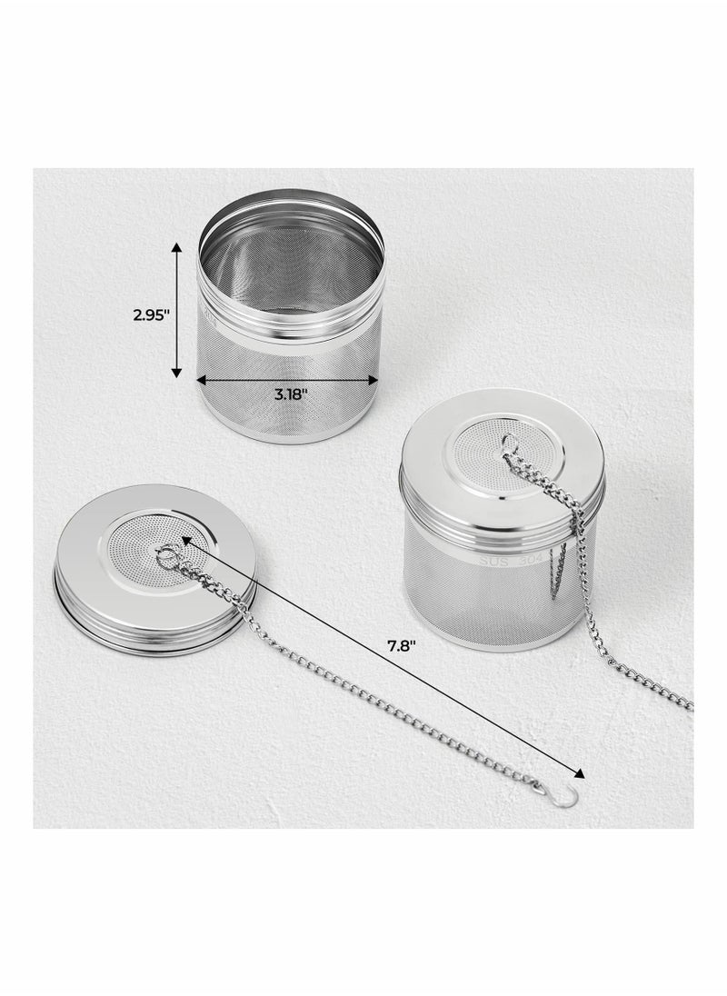 Excefore - Tea Infuser, 2 Pcs Large Capacity Strainer, Extra Fine Mesh Filter, 304 Stainless Steel with Threaded Lid and Extended Chain Hook to Brew Loose Leaf Herb Iced Soup Coffee - Image 1