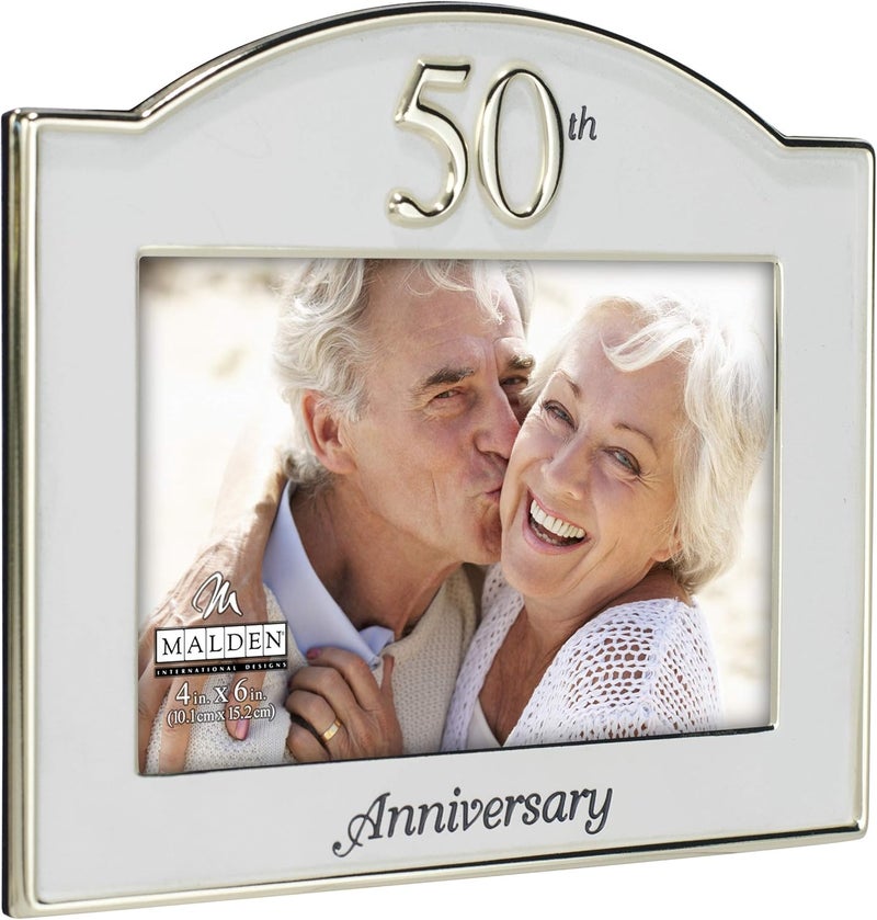 Malden International Designs 50th Anniversary Two Tone Picture Frame, 4x6, Gold/Silver - Image 2