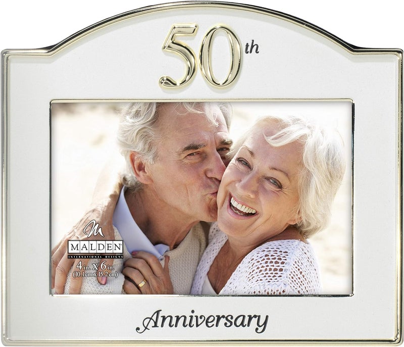 Malden International Designs 50th Anniversary Two Tone Picture Frame, 4x6, Gold/Silver - Image 1