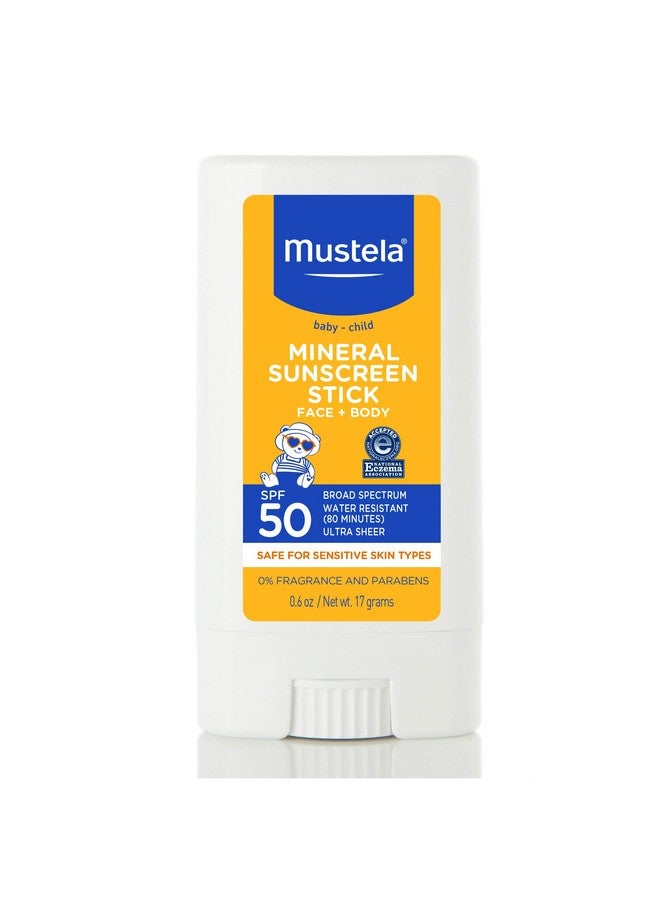 Mustela Baby Mineral Sunscreen Stick Spf 50 Broad Spectrum Face & Body Sun Stick With 70% Organic Ingredients Ultra Sheer Water Resistant & Fragrance Free 0.6 Oz (Pack Of 1)  - Image 1