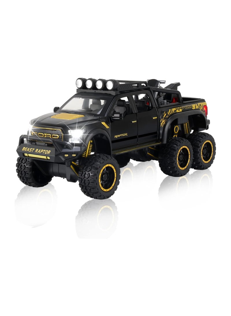 TOY GARDEN Toy Pickup Trucks for Boys F150 Raptor DieCast Metal Model Car with Sound and Light for kids age 3 year and up BLACK  - Image 1