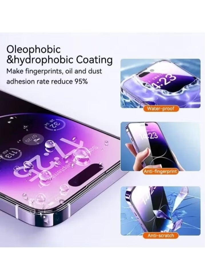 واقي شاشة iPhone 15 Pro Max (تثبيت 2024 خال من الغبار) تغطية كاملة فيلم الزجاج المقسى 9H صلابة خالية من الفقاعات - Image 5