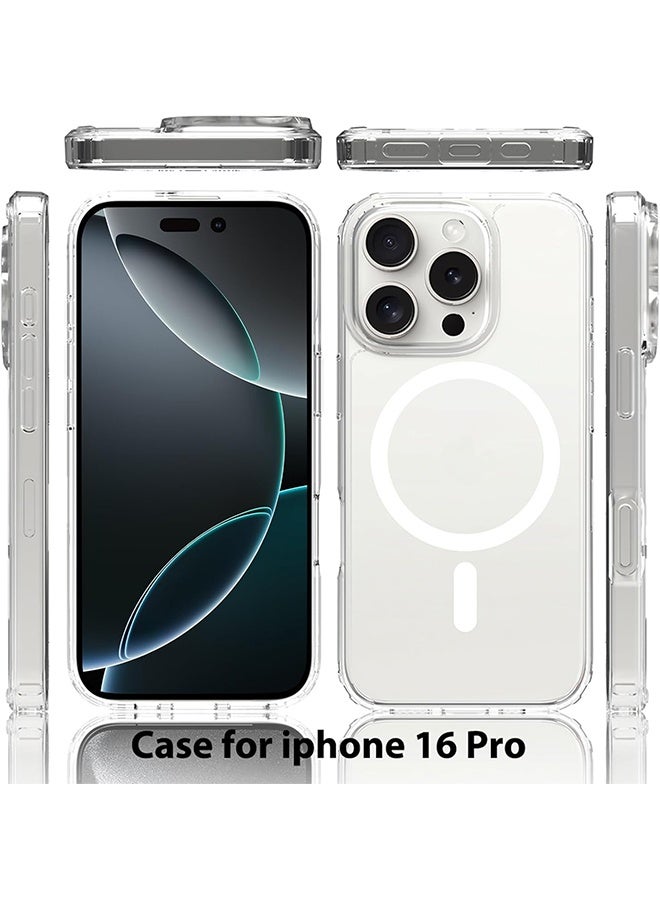 Magnetic Case suit for iPhone 16 Pro, [Compatible with Magsafe] [Not Yellowing] Slim Shockproof Phone Case for iPhone 16 Pro (6.3")-Clear