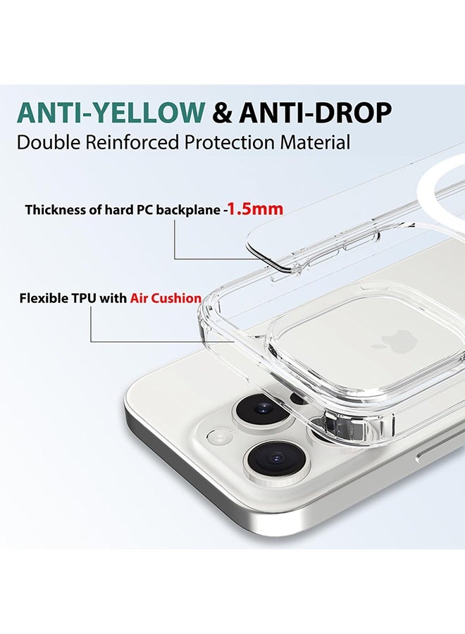 Magnetic Case suit for iPhone 16 Pro, [Compatible with Magsafe] [Not Yellowing] Slim Shockproof Phone Case for iPhone 16 Pro (6.3")-Clear  - Image 2