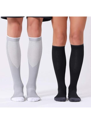 3 Pair Sport Compression Socks Men Women, Compression Stocking Nurse Socks for Edema Travel(White, Grey, Black) - view 3