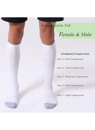 3 Pair Sport Compression Socks Men Women, Compression Stocking Nurse Socks for Edema Travel(White, Grey, Black) - view 2