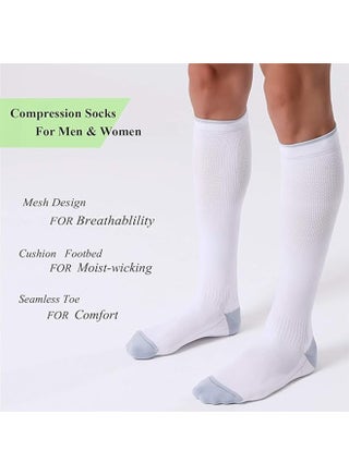 3 Pair Sport Compression Socks Men Women, Compression Stocking Nurse Socks for Edema Travel(White, Grey, Black) - view 4