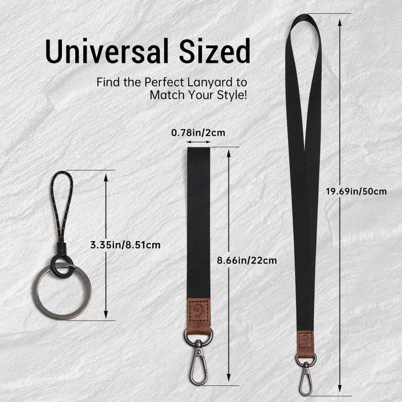 Glorisunity Lanyard, Long Neck Lanyard Key Lanyard, Id Badge Lanyard for Women and Men, Whistle, Keychain (1, BK) - Image 2