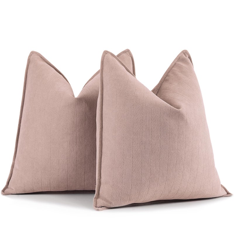 ZWJD Dusty Pink Valentine Pillow Covers 24x24 Set of 2 Chenille Throw Pillow Covers with Elegant Design Soft and Luxurious Decorative Throw Pillows for Couch, Bed, and Home Decor - Image 1