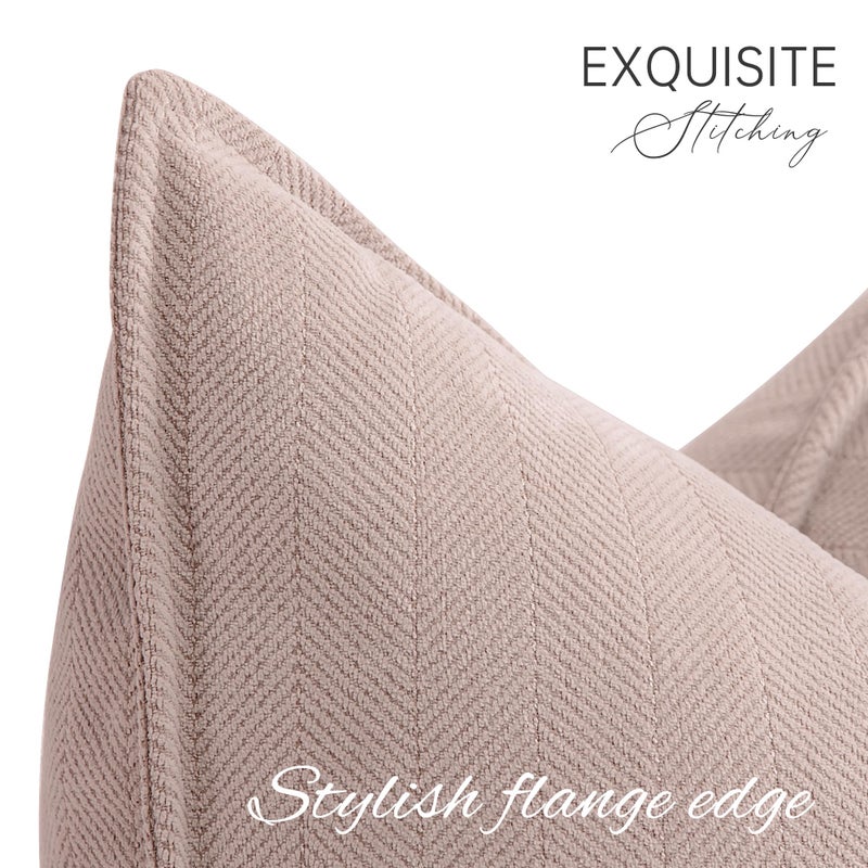 ZWJD Dusty Pink Valentine Pillow Covers 24x24 Set of 2 Chenille Throw Pillow Covers with Elegant Design Soft and Luxurious Decorative Throw Pillows for Couch, Bed, and Home Decor - Image 2