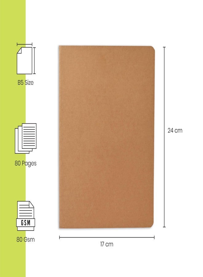 Scholar Kraft Notebook - 80 GSM Eco-Friendly Kraft Cover | Premium Writing Paper | Rulled Pages for Bullet Journaling, Notes, Planning, Sketching & Creative Writing (Pack of 5) (B5 Rulled) - Image 2