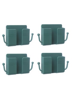 DIGI CORE 4 Pcs Wall Mount Phone Holder Phone Stand With Data Cable Receiving Hole Multi Purpose Phone Charging Dock with Adhesive Phone Holder For Shower Charging Compatible With iPhone and Android (Green)  - Image 1