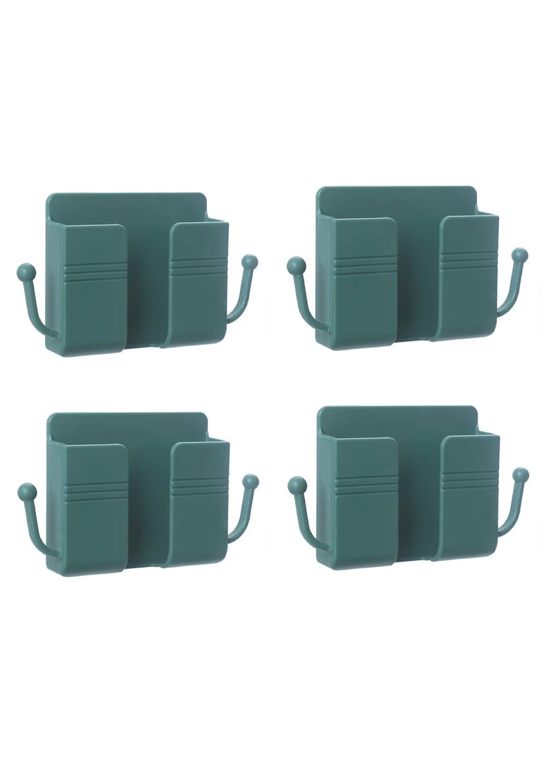 DIGI CORE 4 Pcs Wall Mount Phone Holder Phone Stand With Data Cable Receiving Hole Multi Purpose Phone Charging Dock with Adhesive Phone Holder For Shower Charging Compatible With iPhone and Android (Green)  - Image 1