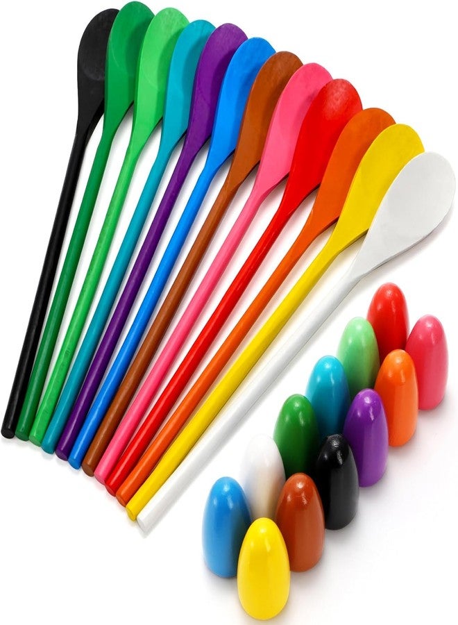 TOPZEA 24 PCS Easter Egg and Spoon Race Game Set, Wooden Egg Balance Game 12 Players, Carnival Relay Race Field Day Games for Kids & Family, Easter Eggs Hunt, Outdoor Lawn Games - Image 1