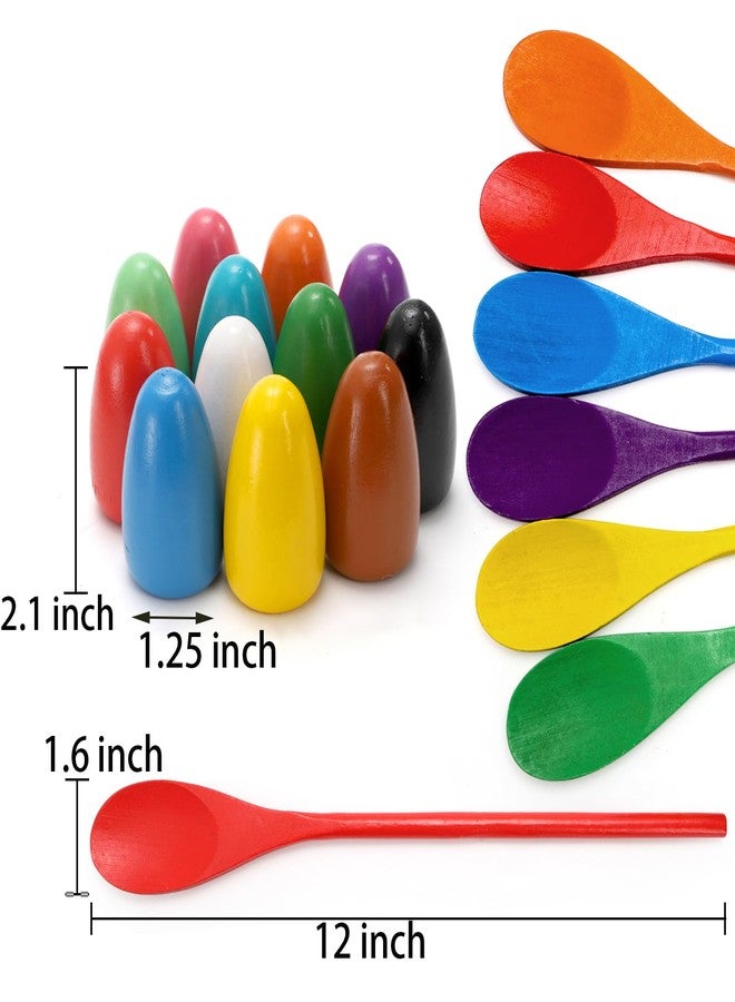 TOPZEA 24 PCS Easter Egg and Spoon Race Game Set, Wooden Egg Balance Game 12 Players, Carnival Relay Race Field Day Games for Kids & Family, Easter Eggs Hunt, Outdoor Lawn Games - Image 2