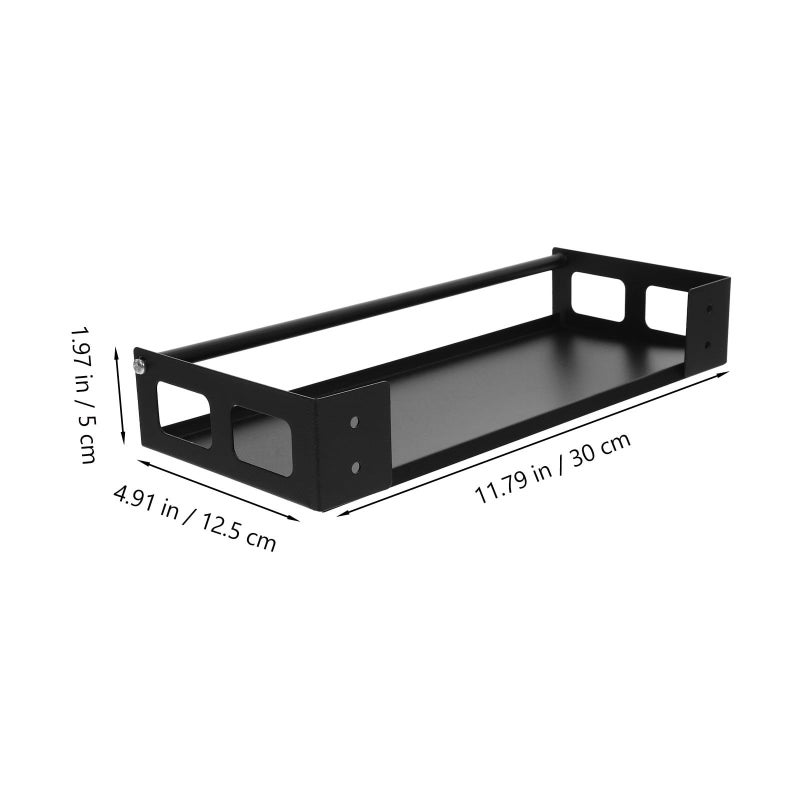 Wall Mounted Narrow Spice Rack 30cm Black Stainless Steel With Detachable Tray - Image 3