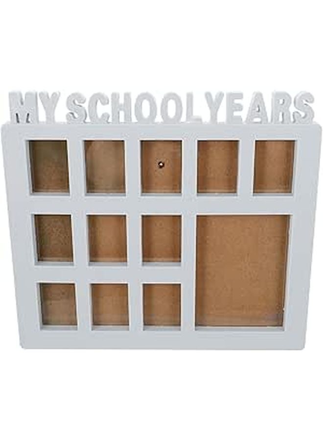 Blue School Years Collage Photo Frame Multi Grade Display Memory Keepsake For Classroom Home Decor - Image 1
