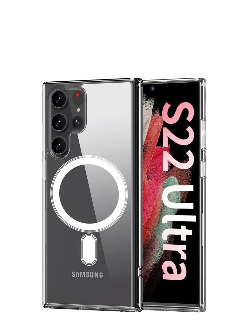 Beauenty S22 Ultra Case Clear Cover for Samsung Galaxy S22 Ultra with Support Ma-g-safe Charger Charging Ultra Thin Shockproof and Transparent Non yellowing Case for S22 Ultra 6.8 Inch 2022 - Image 1