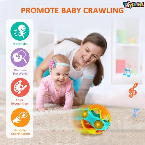 Toyshine Activity Ball Rattle with Lights and Music Children's Early Educational Hand Grasp Sensory Easy-Grasp Toys for Babies Infant 6-12 Months - Image 2