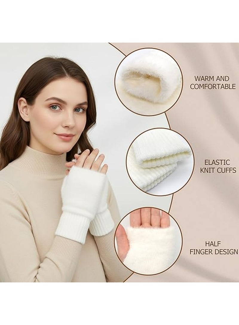 SYOSI Fingerless Hand Warmers Gloves, 2 Pieces Soft Cashmere Warm Winter Gloves - Image 3