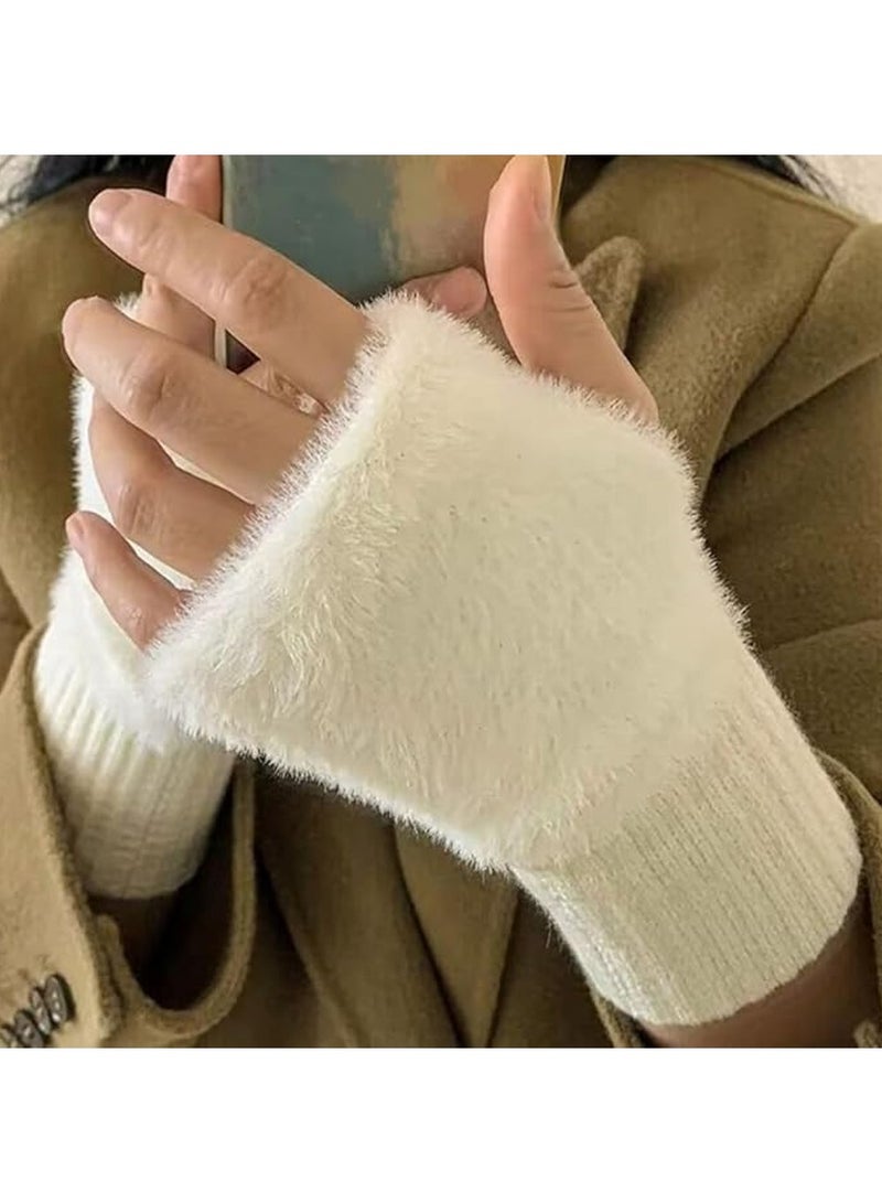 SYOSI Fingerless Hand Warmers Gloves, 2 Pieces Soft Cashmere Warm Winter Gloves - Image 1