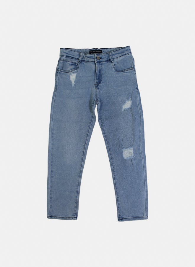 Solang Boys' Ripped Jeans – Light Wash Denim - Image 1