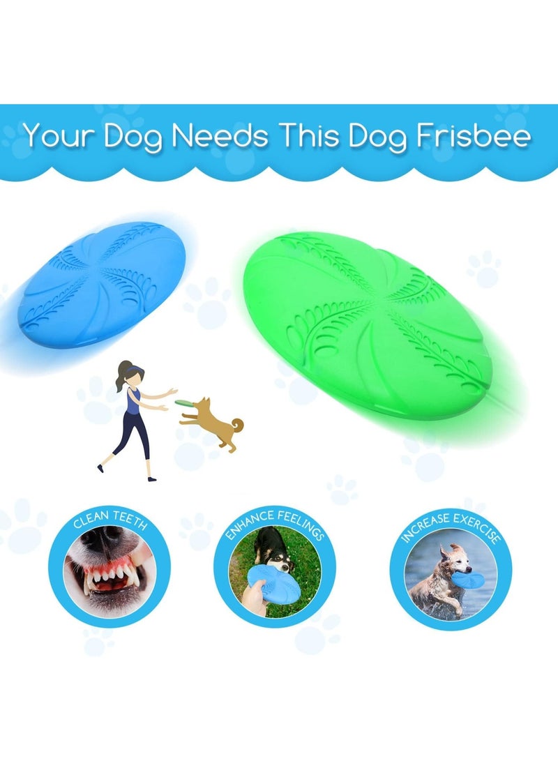 2 Pack Large Natural Rubber Frisbee, Durable Dog Flying Disc Saucer, Floating Lightweight Interactive Fetch Toy for Dogs Training, Diameter 20 cm, Blue u0026 Green - Image 4