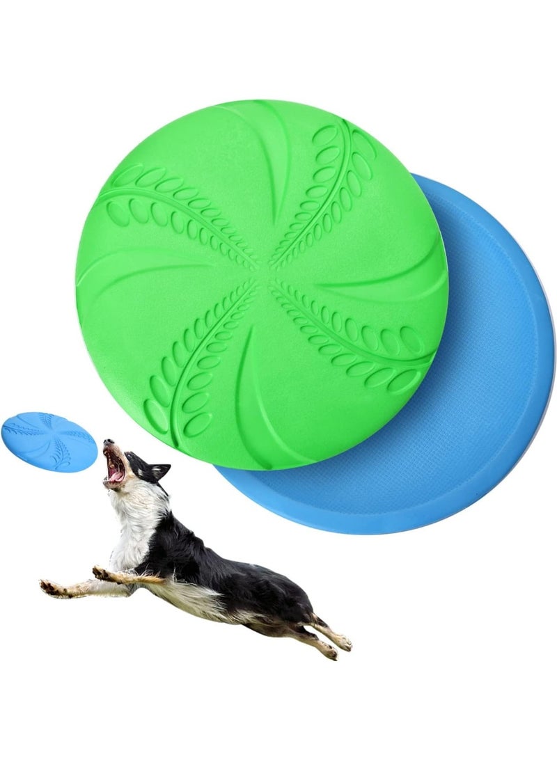 2 Pack Large Natural Rubber Frisbee, Durable Dog Flying Disc Saucer, Floating Lightweight Interactive Fetch Toy for Dogs Training, Diameter 20 cm, Blue u0026 Green - Image 1