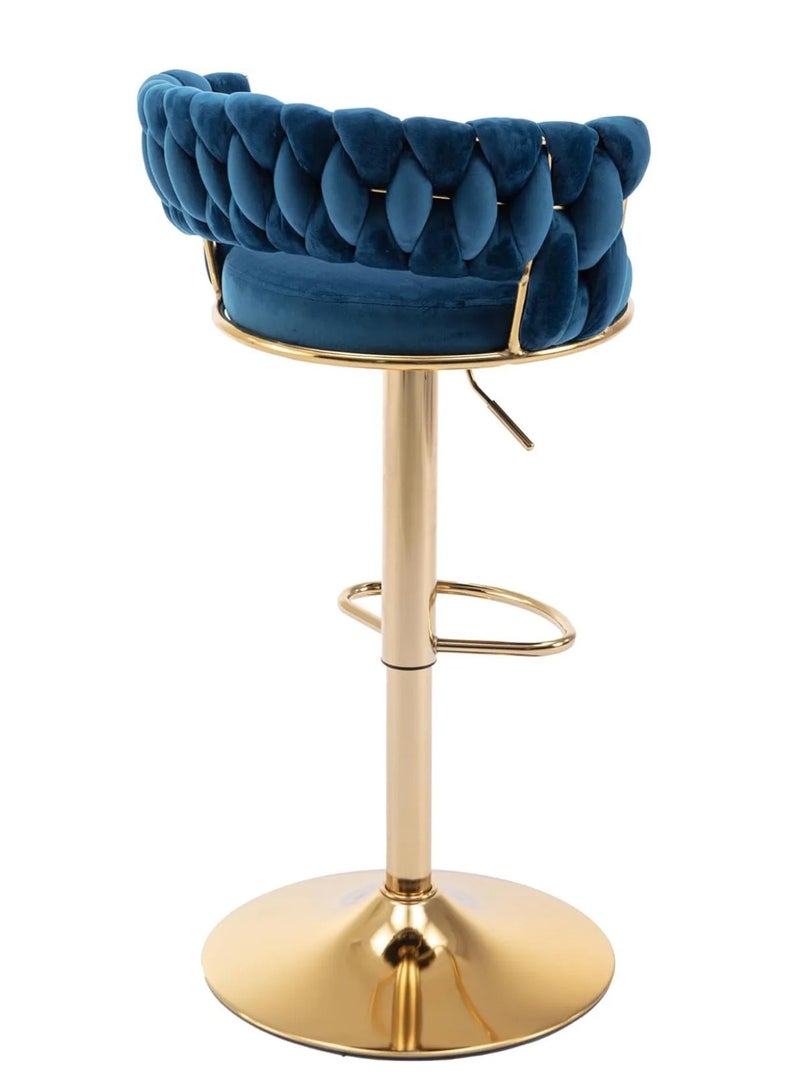 DubaiGallery كرسي بار فاخر، كرسي استقبال دائري حديث قابل للتعديل، كرسي بار من المخمل الذهبي، كرسي طعام مرتفع للمطبخ، قابل للتعديل في الارتفاع ودوران 360°، مناسب للبار، المنزل، المكتب، المقهى - Image 3