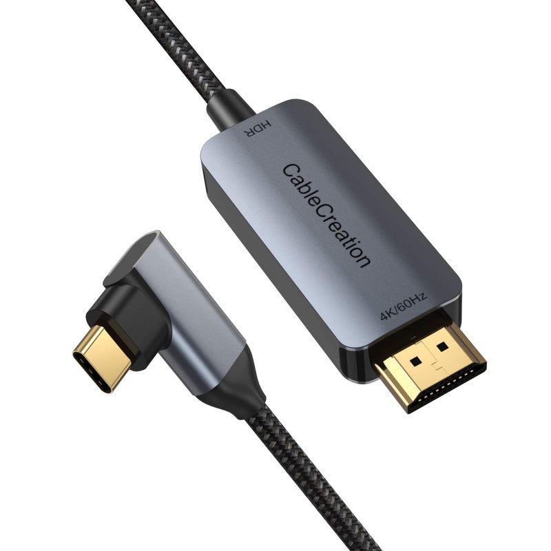CableCreation Angle USB C to HDMI Cable 4K@60Hz, 6ft Right Angle Type-C to HDMI Adapter Support HDR 18Gbps, Compatible for MacBook Pro Air 2020/2018, iPad Air 2020, iPad Pro, G7/G8, Galaxy S22/S20 - Image 1