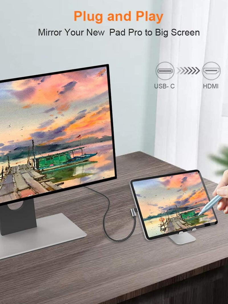 CableCreation Angle USB C to HDMI Cable 4K@60Hz, 6ft Right Angle Type-C to HDMI Adapter Support HDR 18Gbps, Compatible for MacBook Pro Air 2020/2018, iPad Air 2020, iPad Pro, G7/G8, Galaxy S22/S20 - Image 4