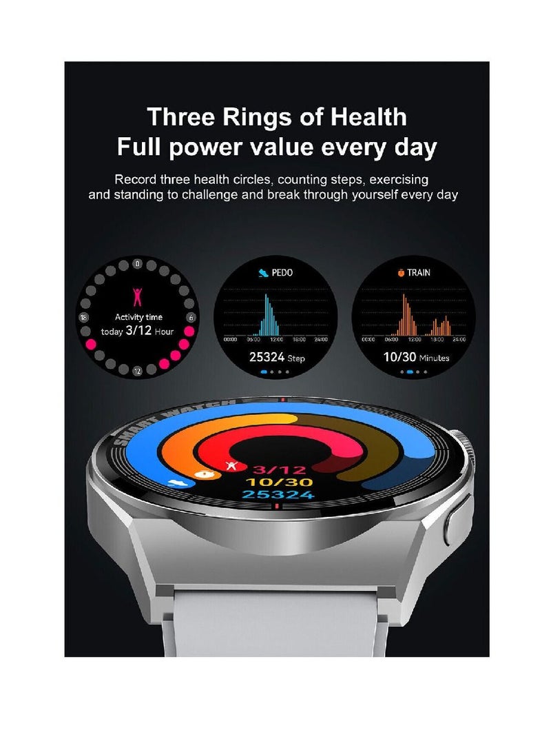 Zoom Plus Bluetooth Call Sports Fitness Tracker Heart Rate Monitor IP67 Waterproof Smartwatch For IOS Android Silver - Image 2