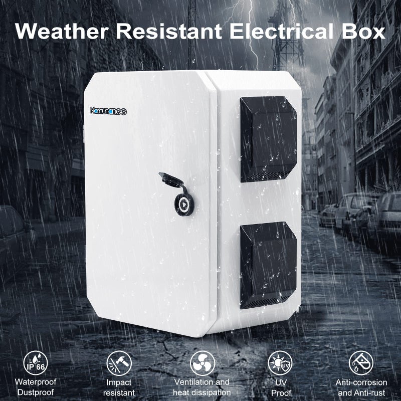 namunanee Outdoor Electrical Box, Cold-Rolled Steel Plate, Aluminum Alloy Back Beam, One-Piece Ventilation Design, IP65 Waterproof, Wall/Pole Mounted (15.7" x 11.8" x 7.9") - Image 2