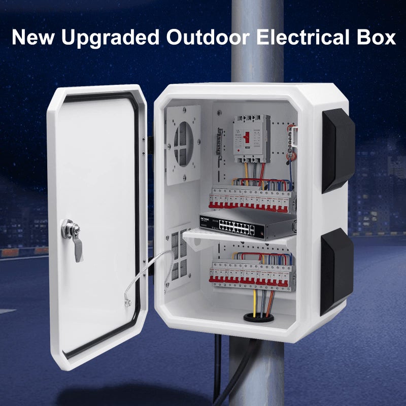 namunanee Outdoor Electrical Box, Cold-Rolled Steel Plate, Aluminum Alloy Back Beam, One-Piece Ventilation Design, IP65 Waterproof, Wall/Pole Mounted (15.7" x 11.8" x 7.9") - Image 4