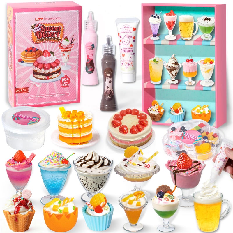 Trubic 18 Minature Food Slime Kit for Girls Mini Sweet Dessert Drink Arts and Crafts Set DIY Kitchen Pretend Play Toys Classroom Prizes Party Favors Gift for Kids Ages 812 NOT Edible - Image 3