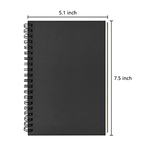 DSTELIN Blank Spiral Notebook, 3-Pack, Soft Cover, Sketch book, 100 Pages / 50 Sheets, 7.5 inch x 5.1 inch, 100GSM, (Black) - Image 2