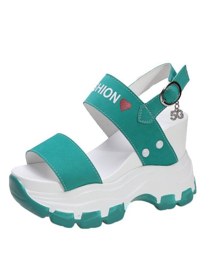 Wedge Sandals Women's Fairy Style Summer New Style Cyber Trouser Platform Thick Bottom Heels With High Height - Image 2
