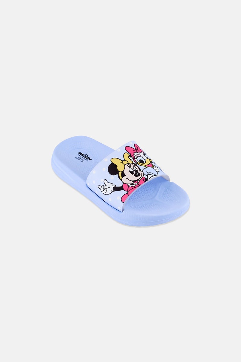 Disney Toddlers Girl Mickey And Friends Slip On Slippers, Light Blue - Image 1