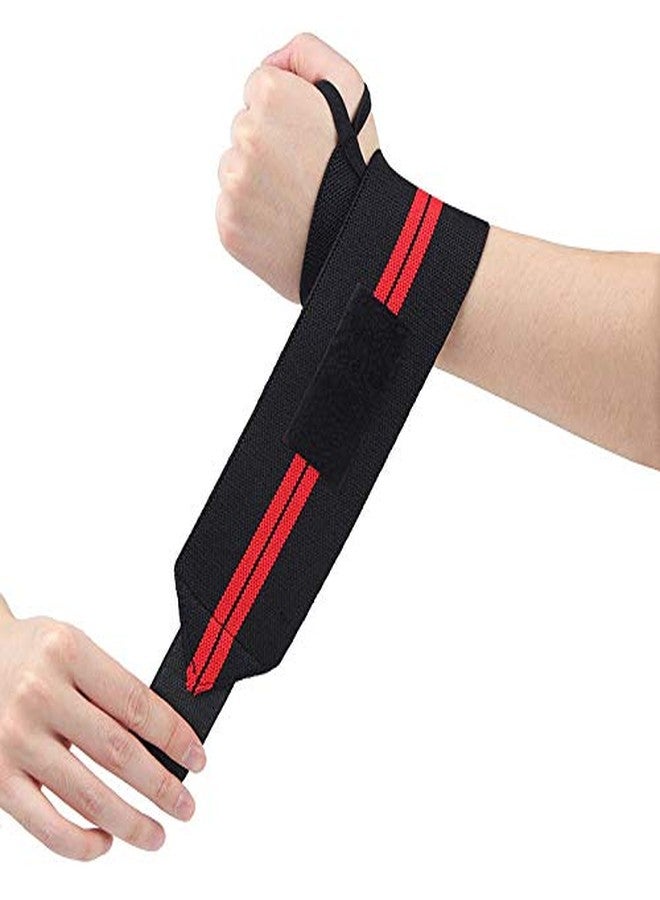 Decisive® Fitness Wrist Wrap Support 18" X 3" - Professional Grade Wrist Braces for Men Women - Powerlifting, Gymnastics, Weightlifting, Thumb Support - Blend Cotton Eglantine - Red - Image 5
