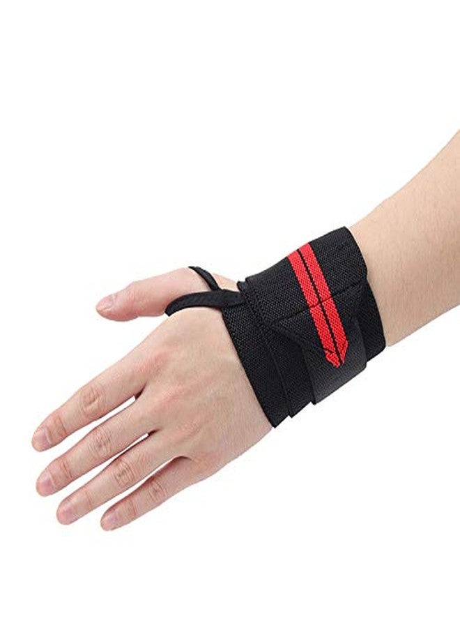 Decisive® Fitness Wrist Wrap Support 18" X 3" - Professional Grade Wrist Braces for Men Women - Powerlifting, Gymnastics, Weightlifting, Thumb Support - Blend Cotton Eglantine - Red - Image 3